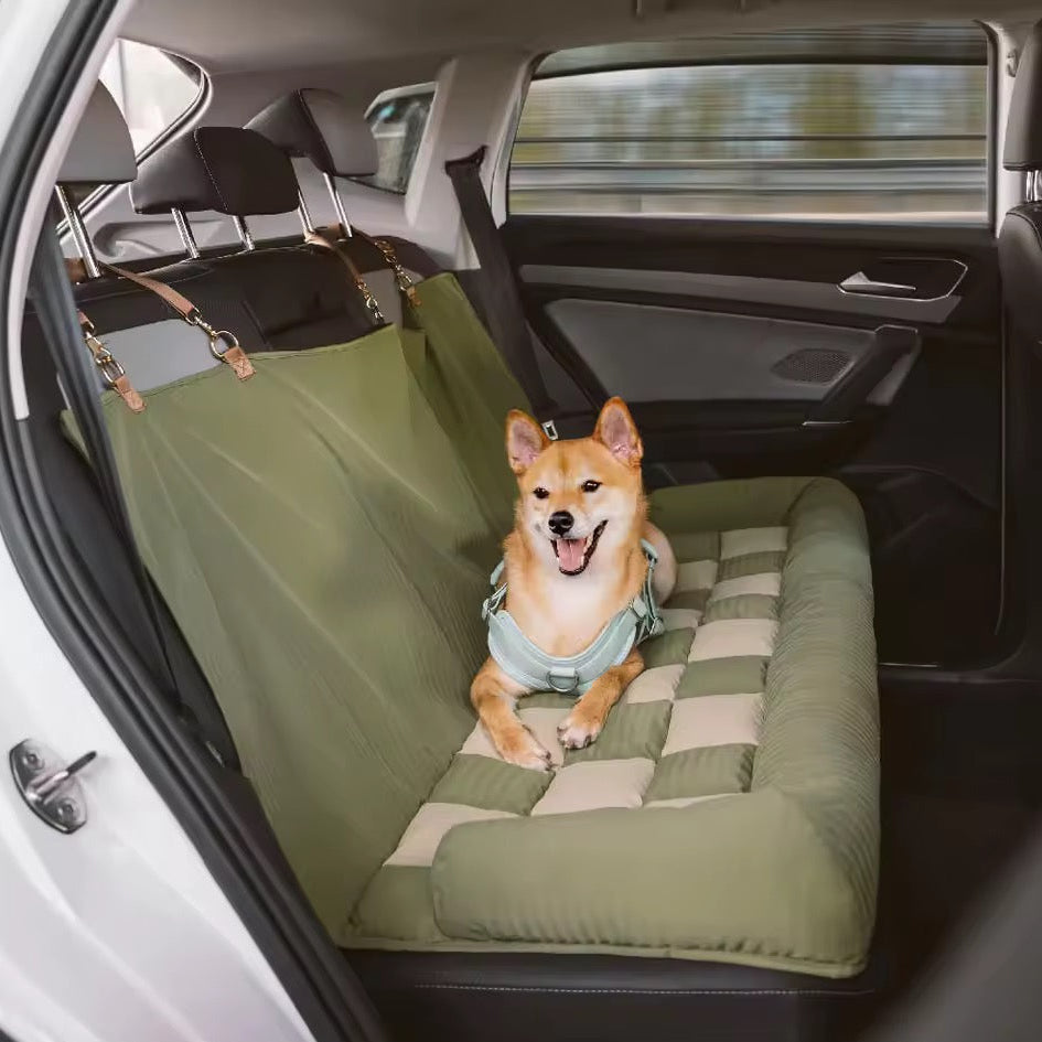 Large Dog Car Seat Bed | Waterproof Bolstered Travel Nest Anti-Slip