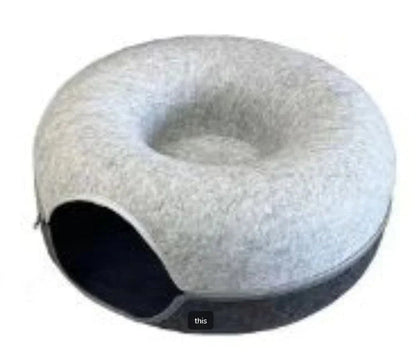 Felt Cat Bed That Converts to a Tunnel | Washable Dual-Use Nest