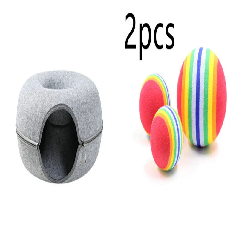 Felt Cat Bed That Converts to a Tunnel | Washable Dual-Use Nest