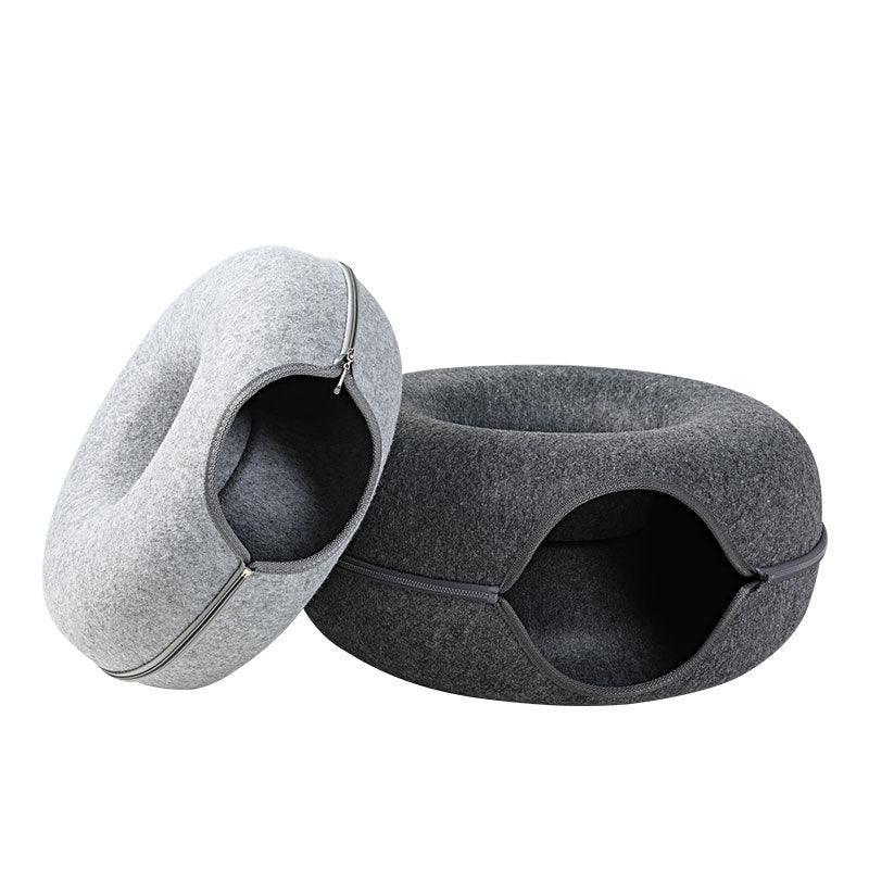 Felt Cat Bed That Converts to a Tunnel | Washable Dual-Use Nest