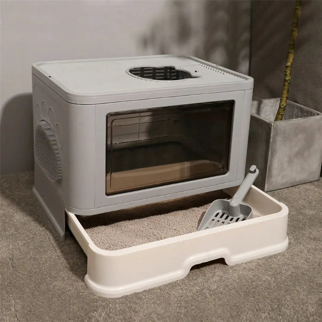 Foldable Enclosed Cat Litter Box | Dual-Entry Design & Easy Clean