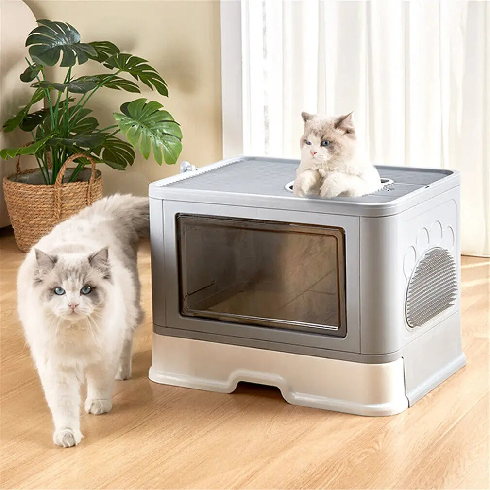 Foldable Enclosed Cat Litter Box | Dual-Entry Design & Easy Clean
