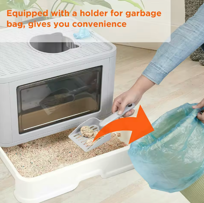 Foldable Enclosed Cat Litter Box | Dual-Entry Design & Easy Clean