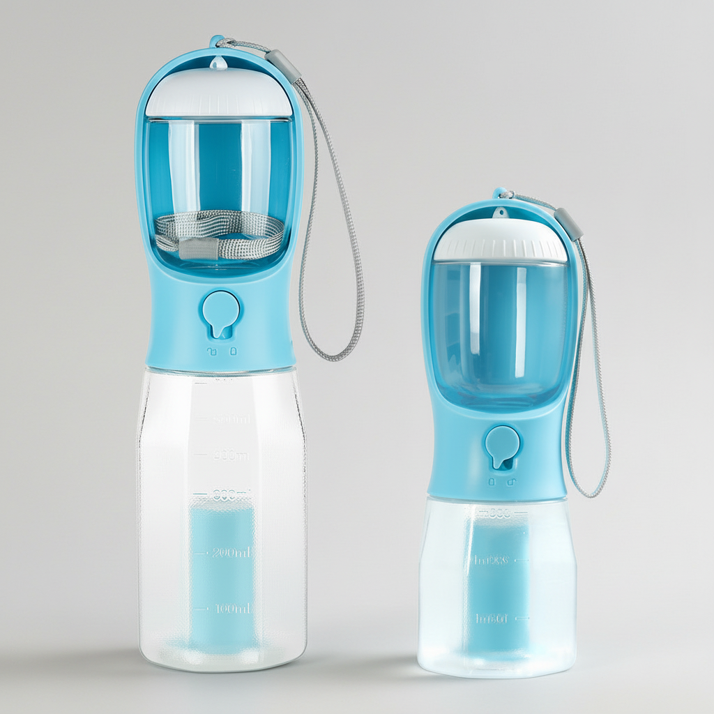 Portable Dog Travel Bottle for Walks | Water, Food & Waste Bags