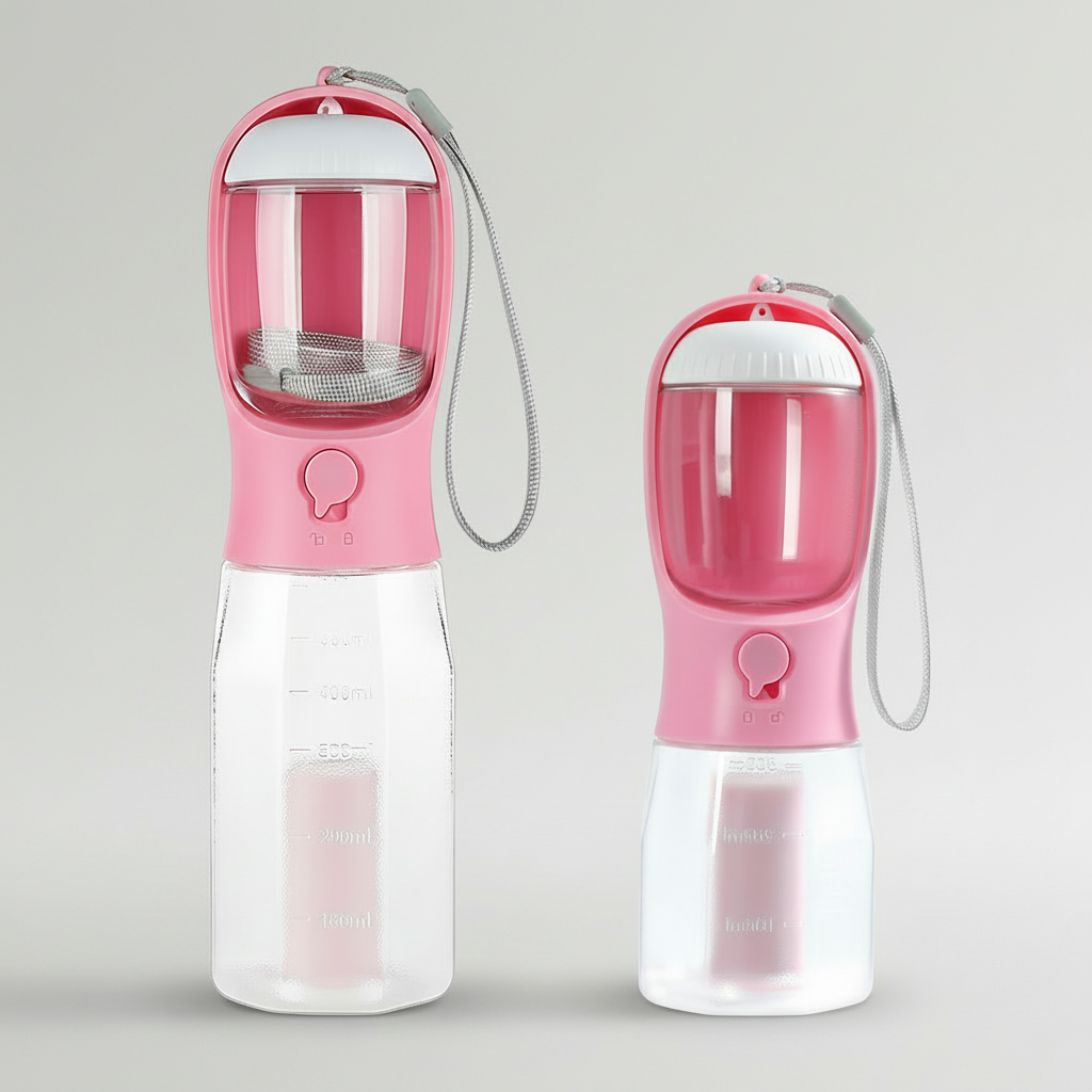 Portable Dog Travel Bottle for Walks | Water, Food & Waste Bags
