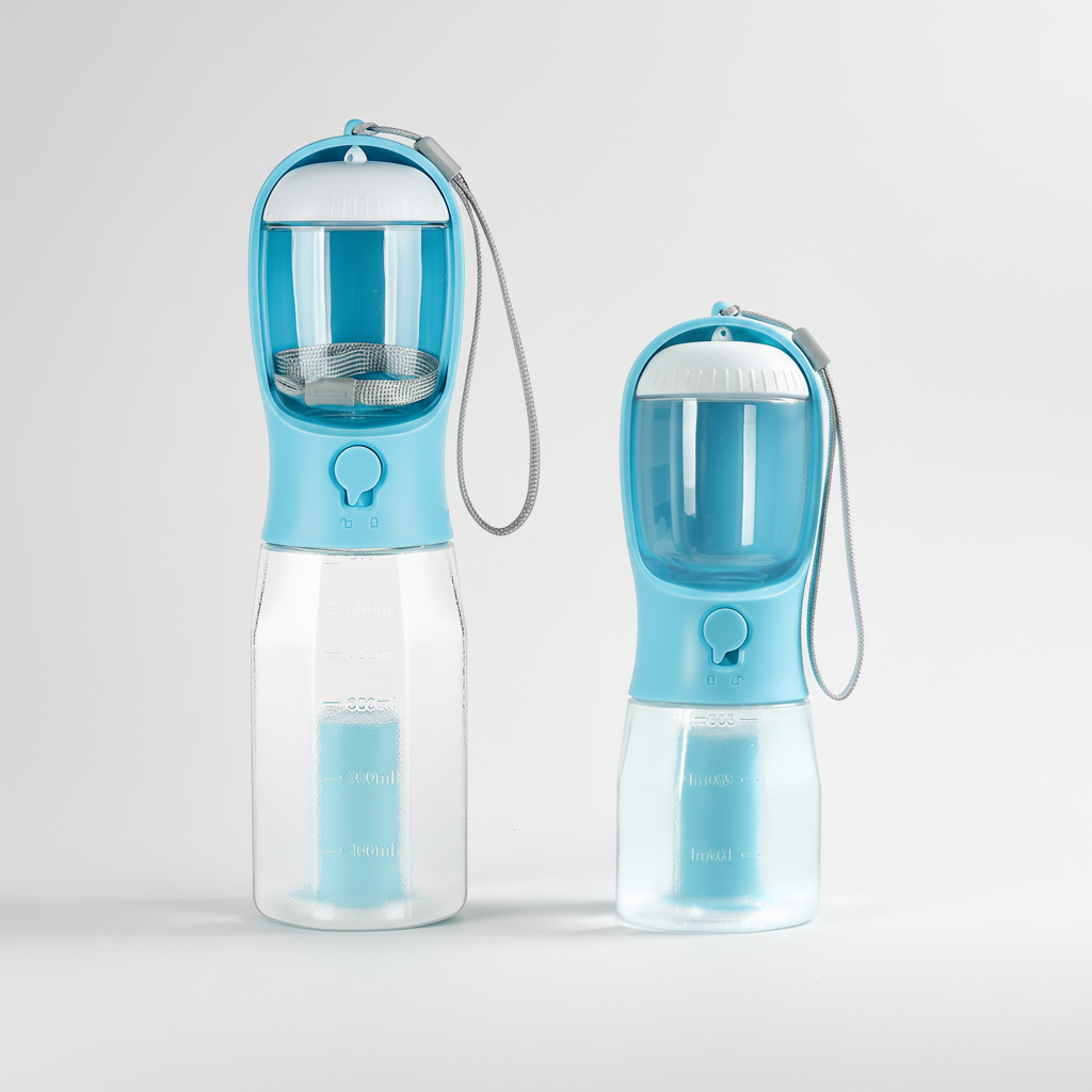Portable Dog Travel Bottle for Walks | Water, Food & Waste Bags