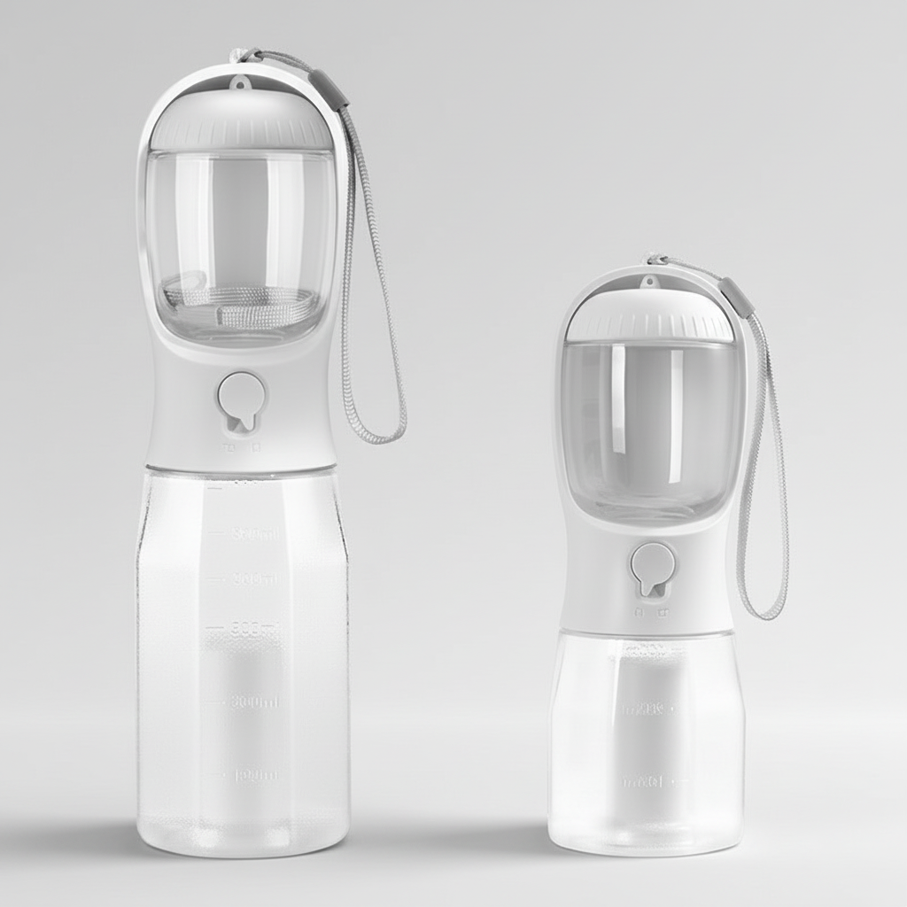 Portable Dog Travel Bottle for Walks | Water, Food & Waste Bags