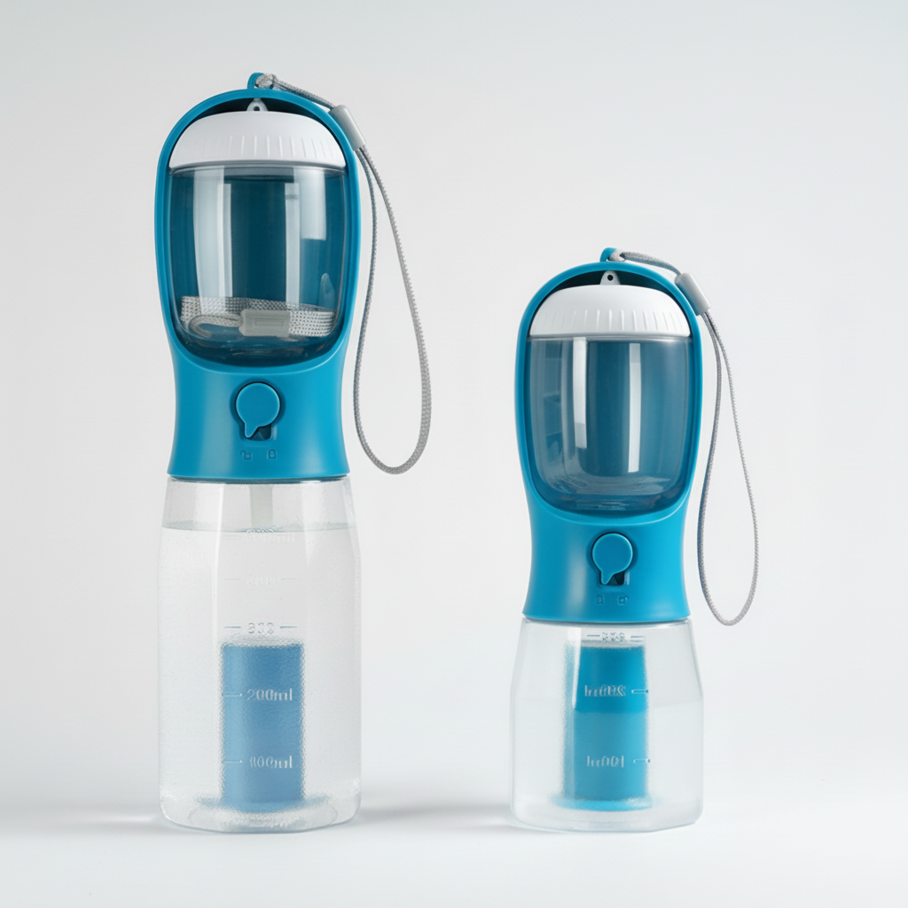 Portable Dog Travel Bottle for Walks | Water, Food & Waste Bags