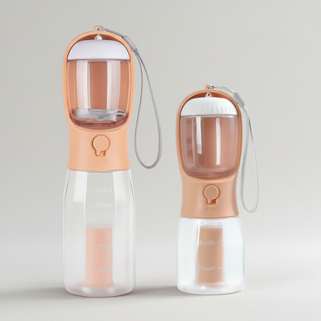 Portable Dog Travel Bottle for Walks | Water, Food & Waste Bags