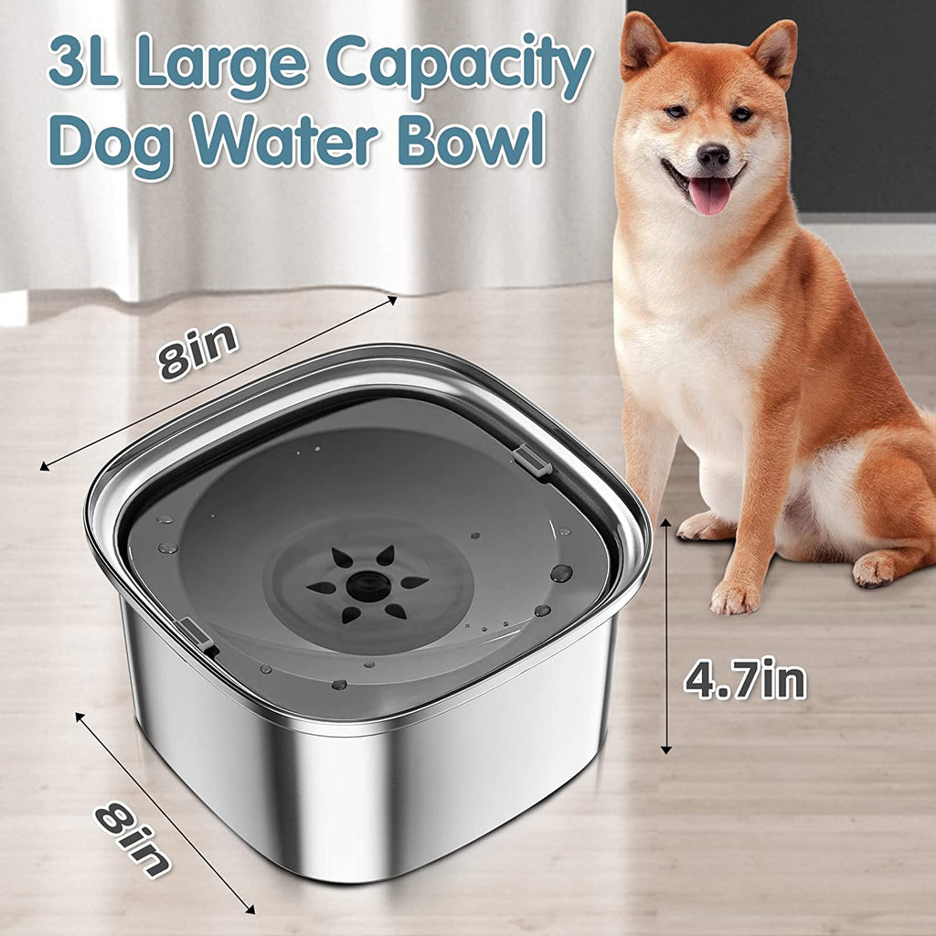 Spill-Proof Dog Water Bowl | 304 Stainless Steel Floating Disc &