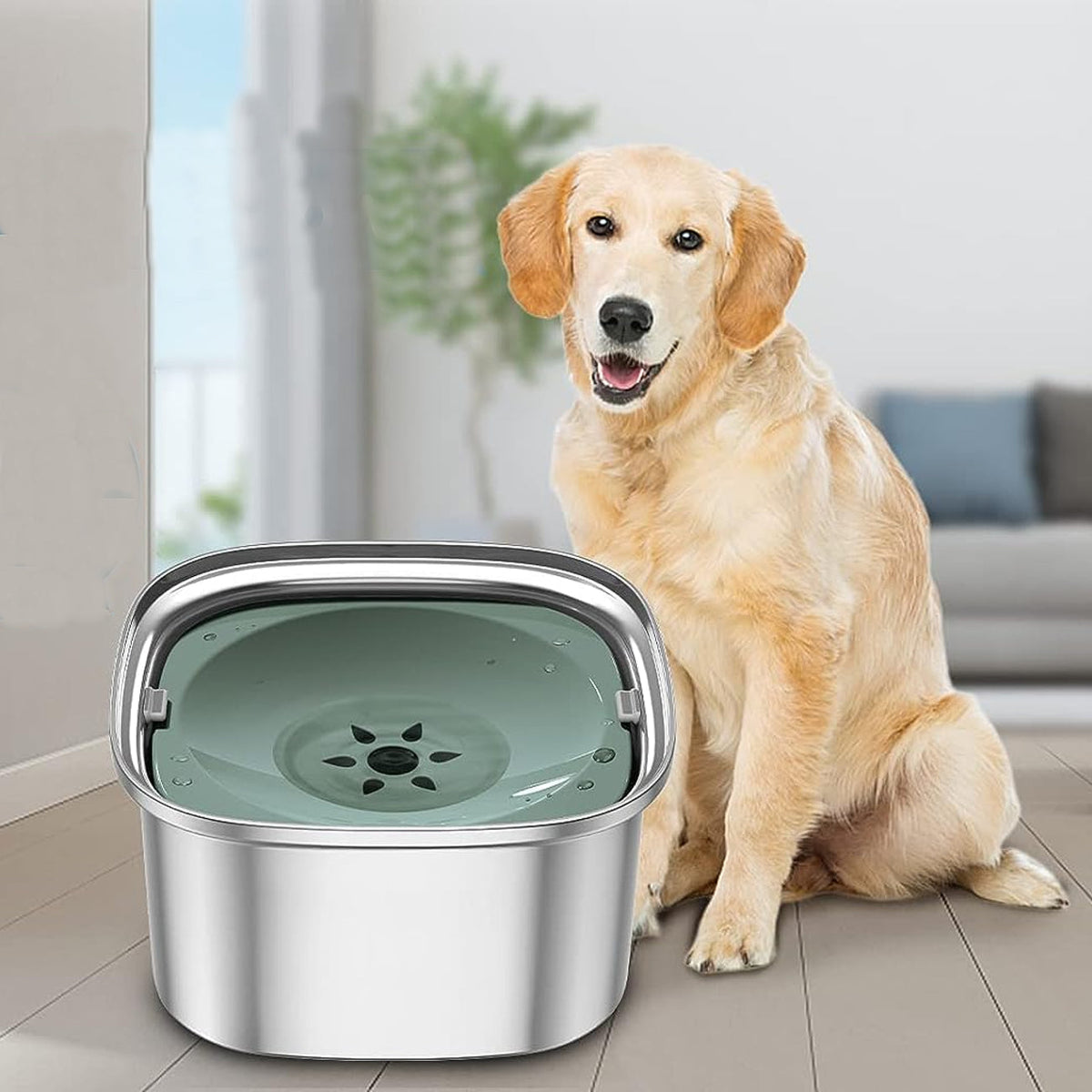 Spill-Proof Dog Water Bowl | 304 Stainless Steel Floating Disc &