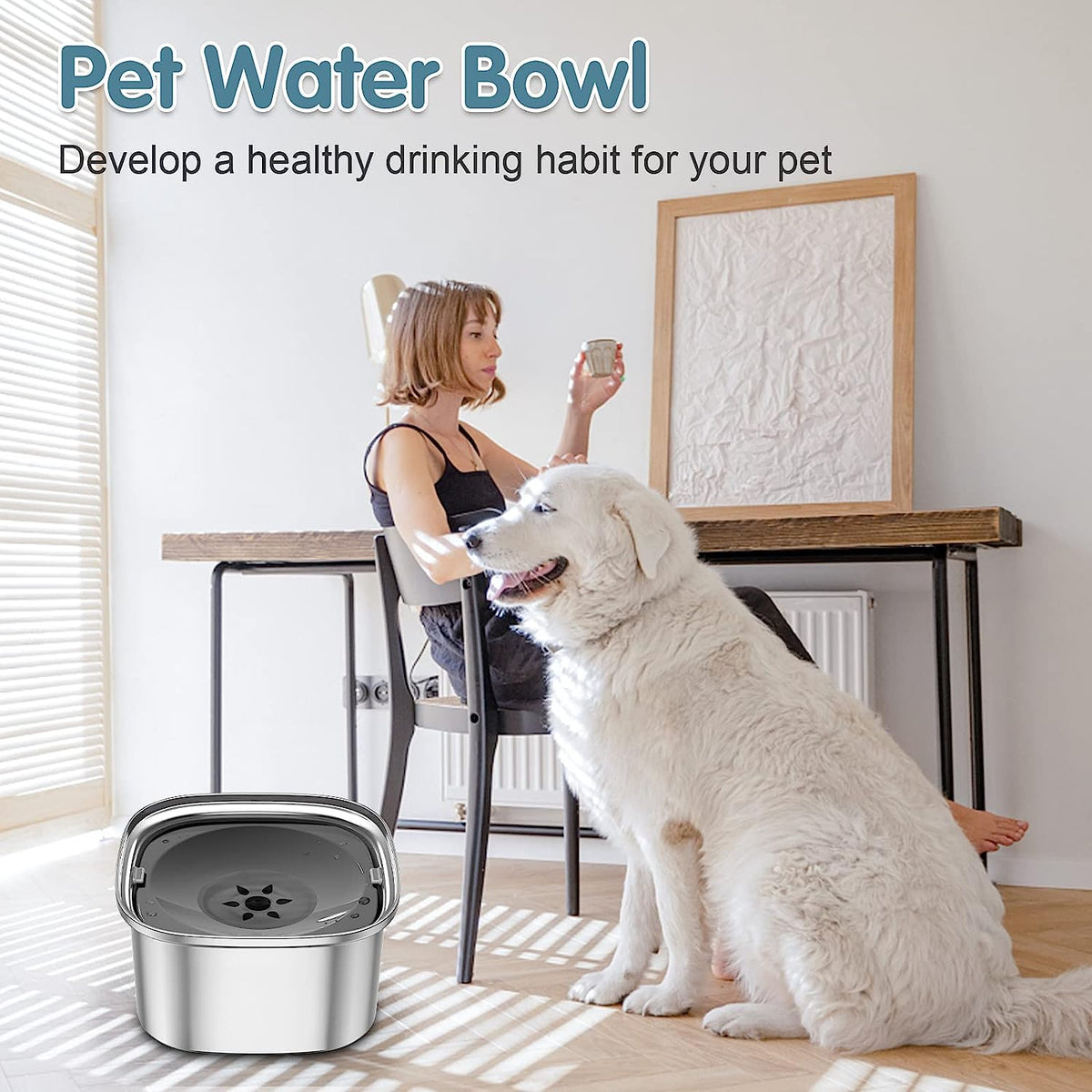 Spill-Proof Dog Water Bowl | 304 Stainless Steel Floating Disc &