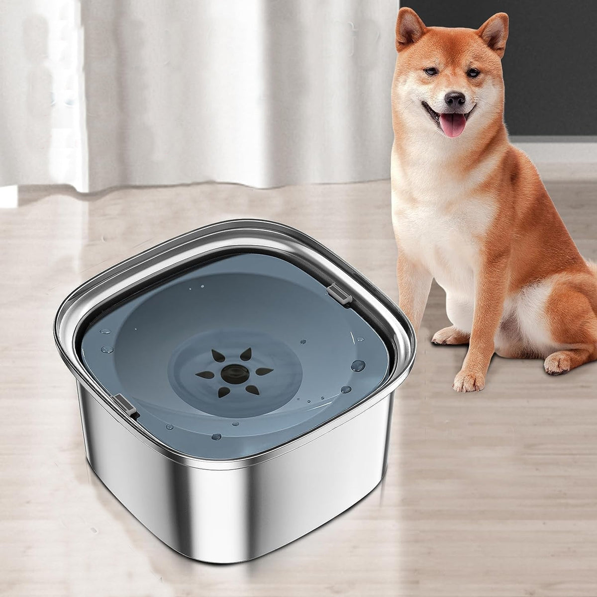 Spill-Proof Dog Water Bowl | 304 Stainless Steel Floating Disc &
