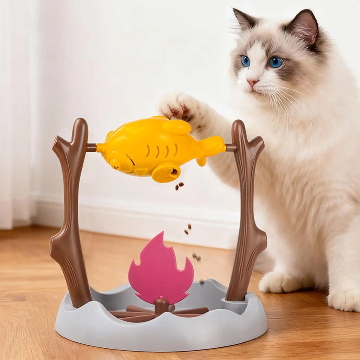 Interactive Cat Slow Feeder | Rotating Drumstick Dispenser Adjustable