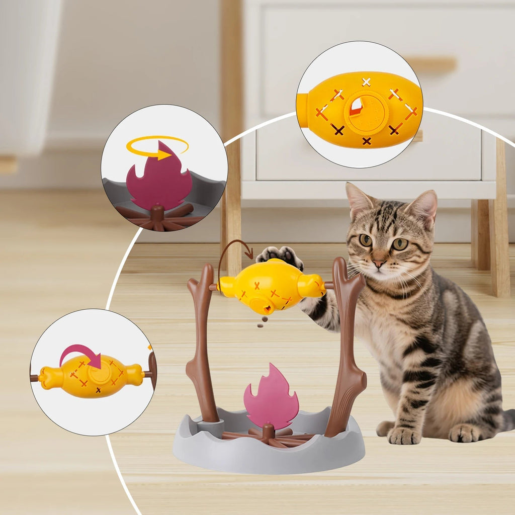 Interactive Cat Slow Feeder | Rotating Drumstick Dispenser Adjustable