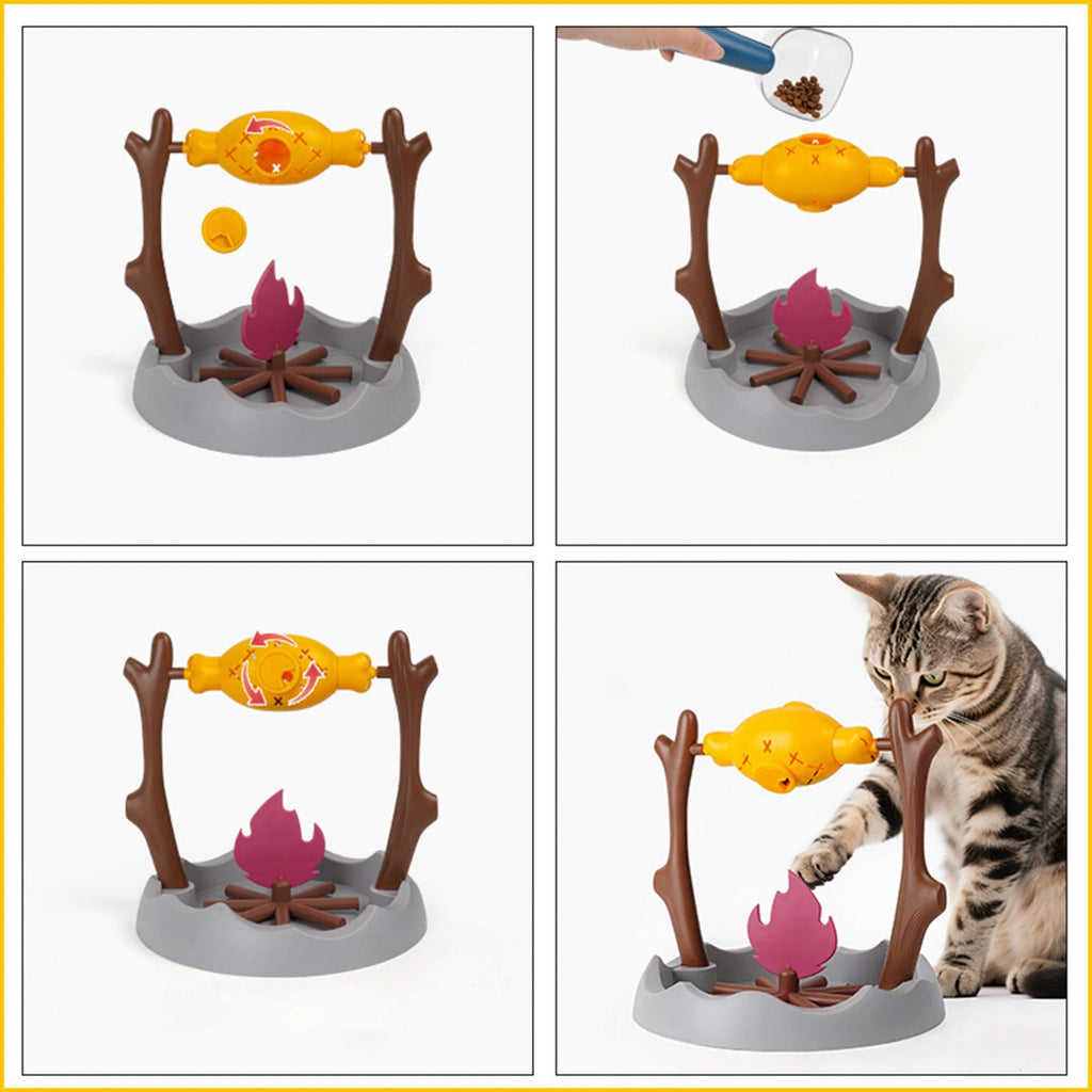 Interactive Cat Slow Feeder | Rotating Drumstick Dispenser Adjustable