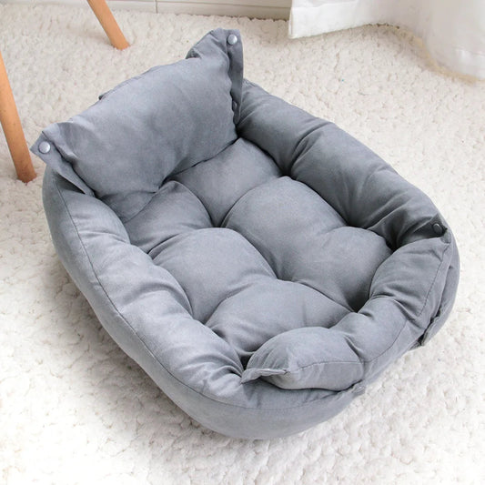 3-in-1 Convertible Luxury Pet Bed | Soft Cotton Nest Sofa & Mat