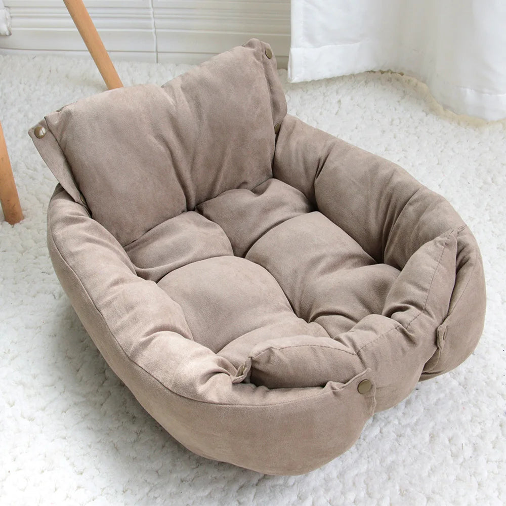 3-in-1 Convertible Luxury Pet Bed | Soft Cotton Nest Sofa & Mat