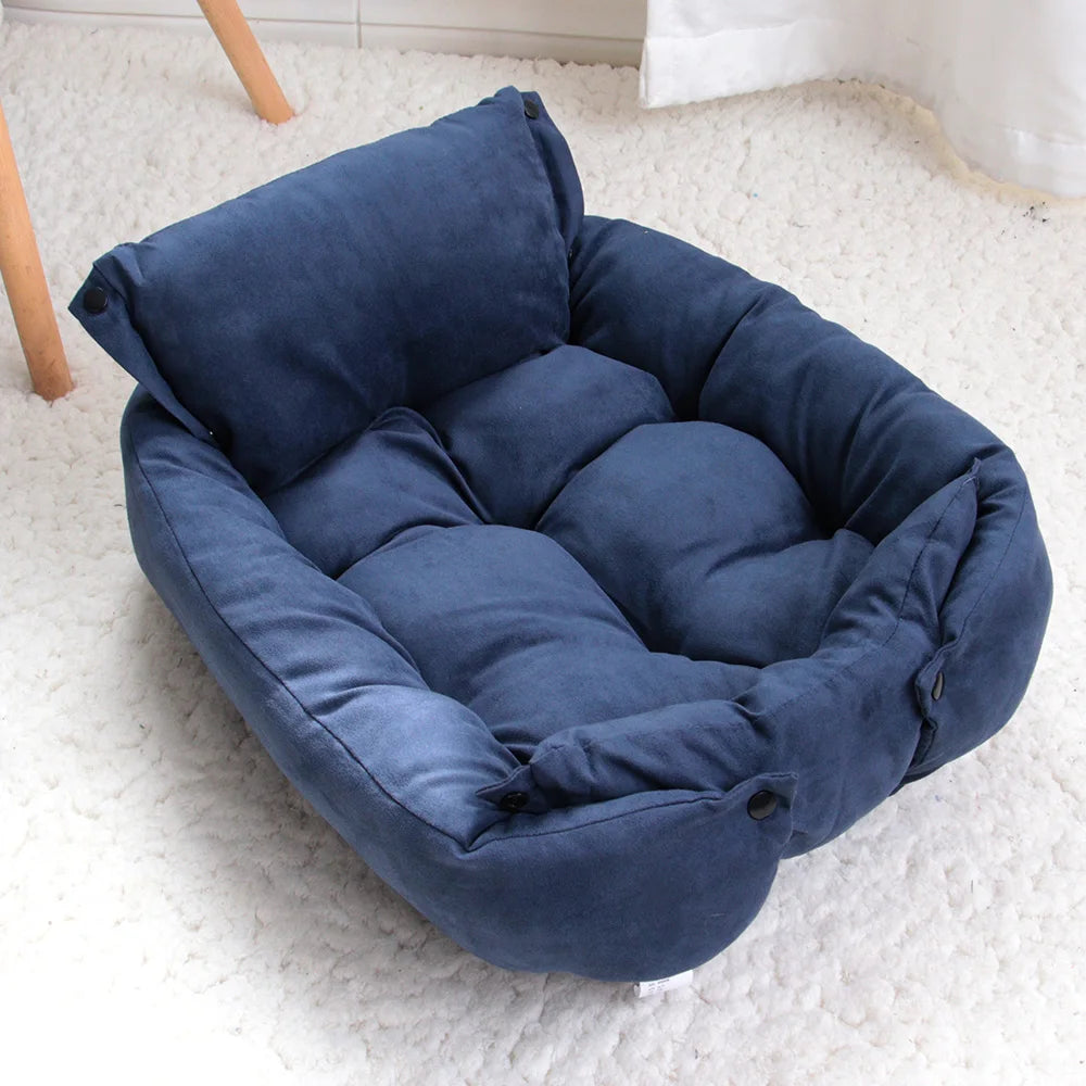 3-in-1 Convertible Luxury Pet Bed | Soft Cotton Nest Sofa & Mat