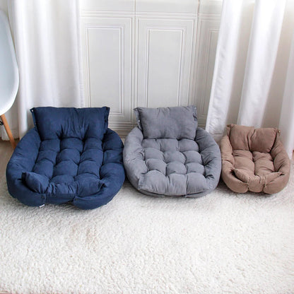 3-in-1 Convertible Luxury Pet Bed | Soft Cotton Nest Sofa & Mat