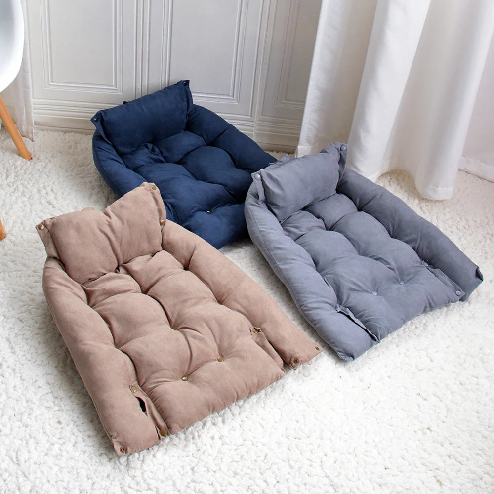 3-in-1 Convertible Luxury Pet Bed | Soft Cotton Nest Sofa & Mat