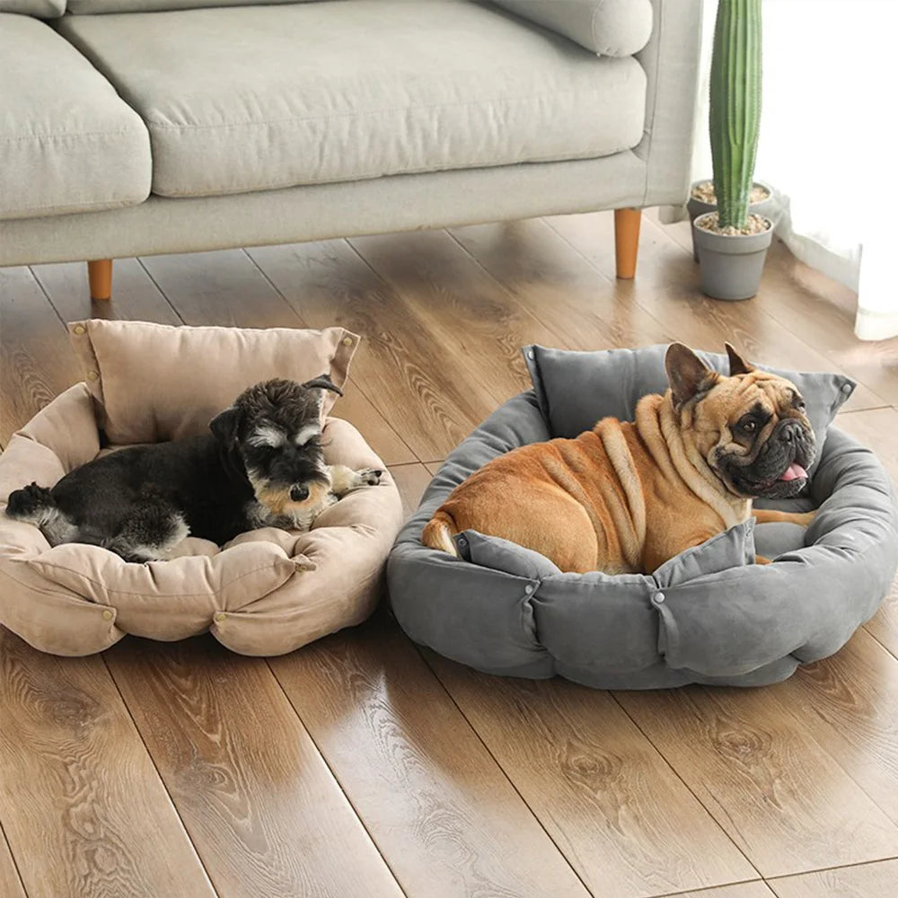 3-in-1 Convertible Luxury Pet Bed | Soft Cotton Nest Sofa & Mat