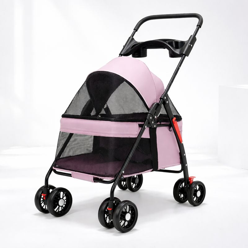 Foldable Pet Stroller for Small Dogs & Cats | 360° Wheels
