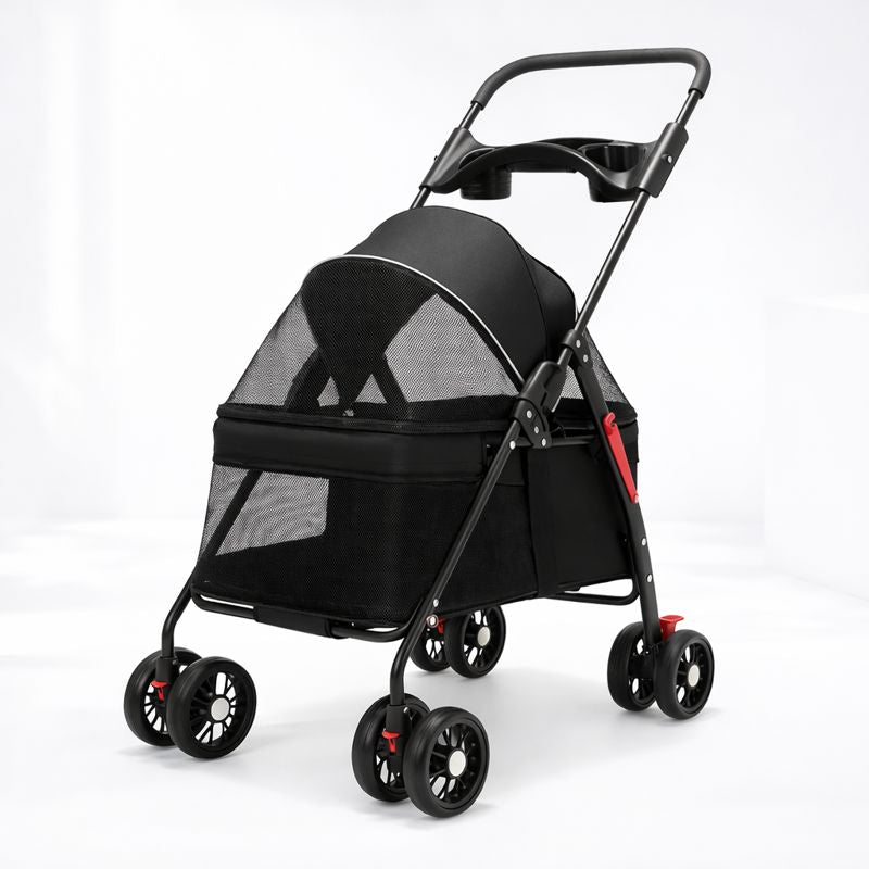 Foldable Pet Stroller for Small Dogs & Cats | 360° Wheels