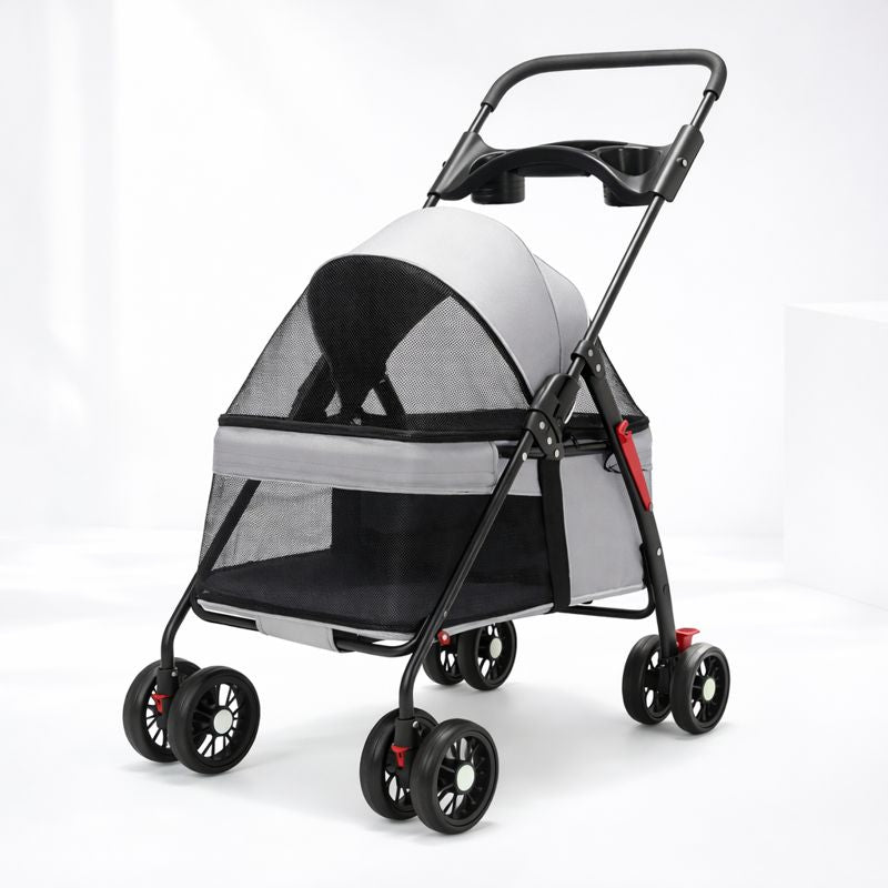 Foldable Pet Stroller for Small Dogs & Cats | 360° Wheels