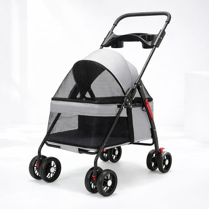 Foldable Pet Stroller for Small Dogs & Cats | 360° Wheels