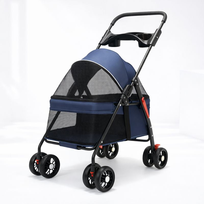 Foldable Pet Stroller for Small Dogs & Cats | 360° Wheels
