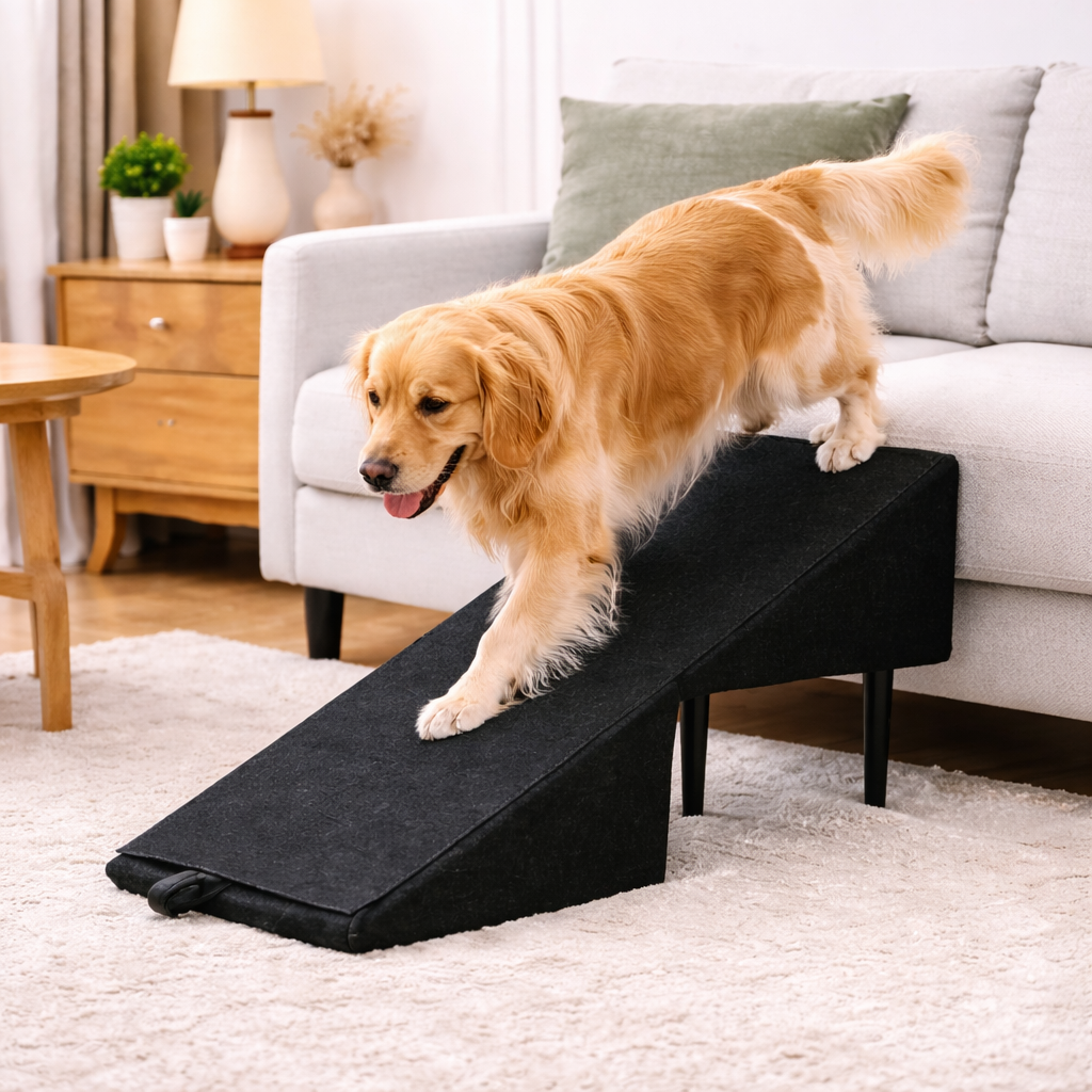 2-in-1 Dog Ramp for Bed & Car | Non-Slip Foldable Mobility Steps