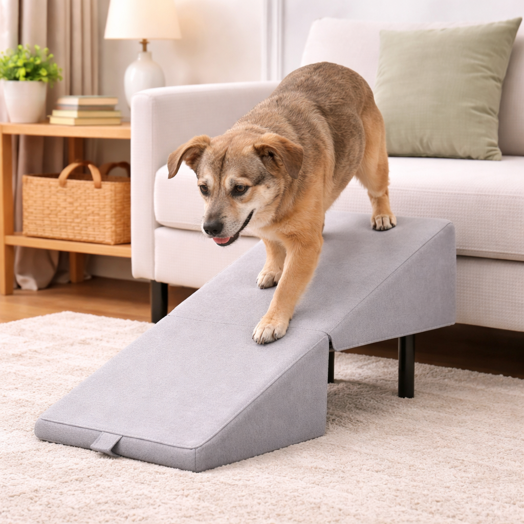 2-in-1 Dog Ramp for Bed & Car | Non-Slip Foldable Mobility Steps