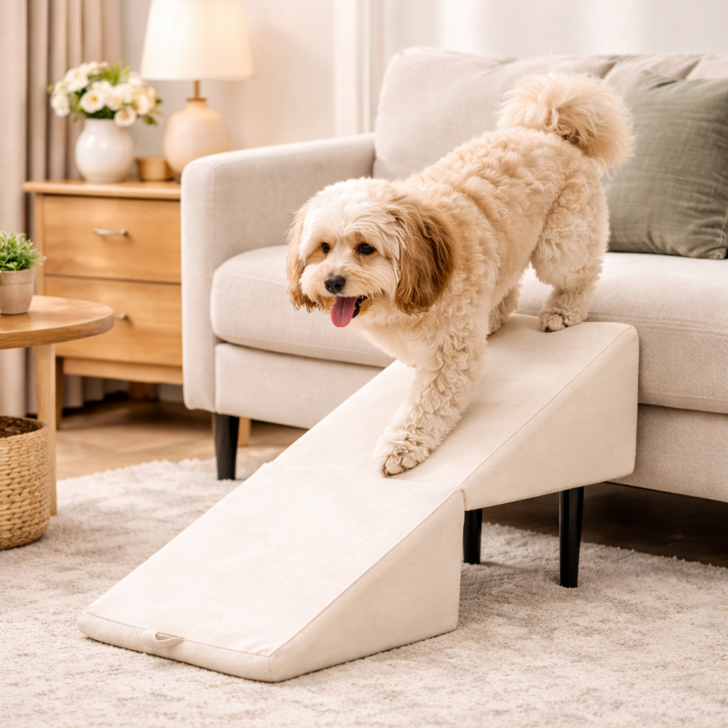 2-in-1 Dog Ramp for Bed & Car | Non-Slip Foldable Mobility Steps