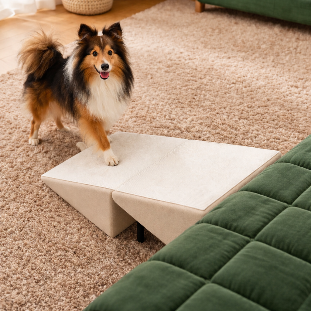 2-in-1 Dog Ramp for Bed & Car | Non-Slip Foldable Mobility Steps