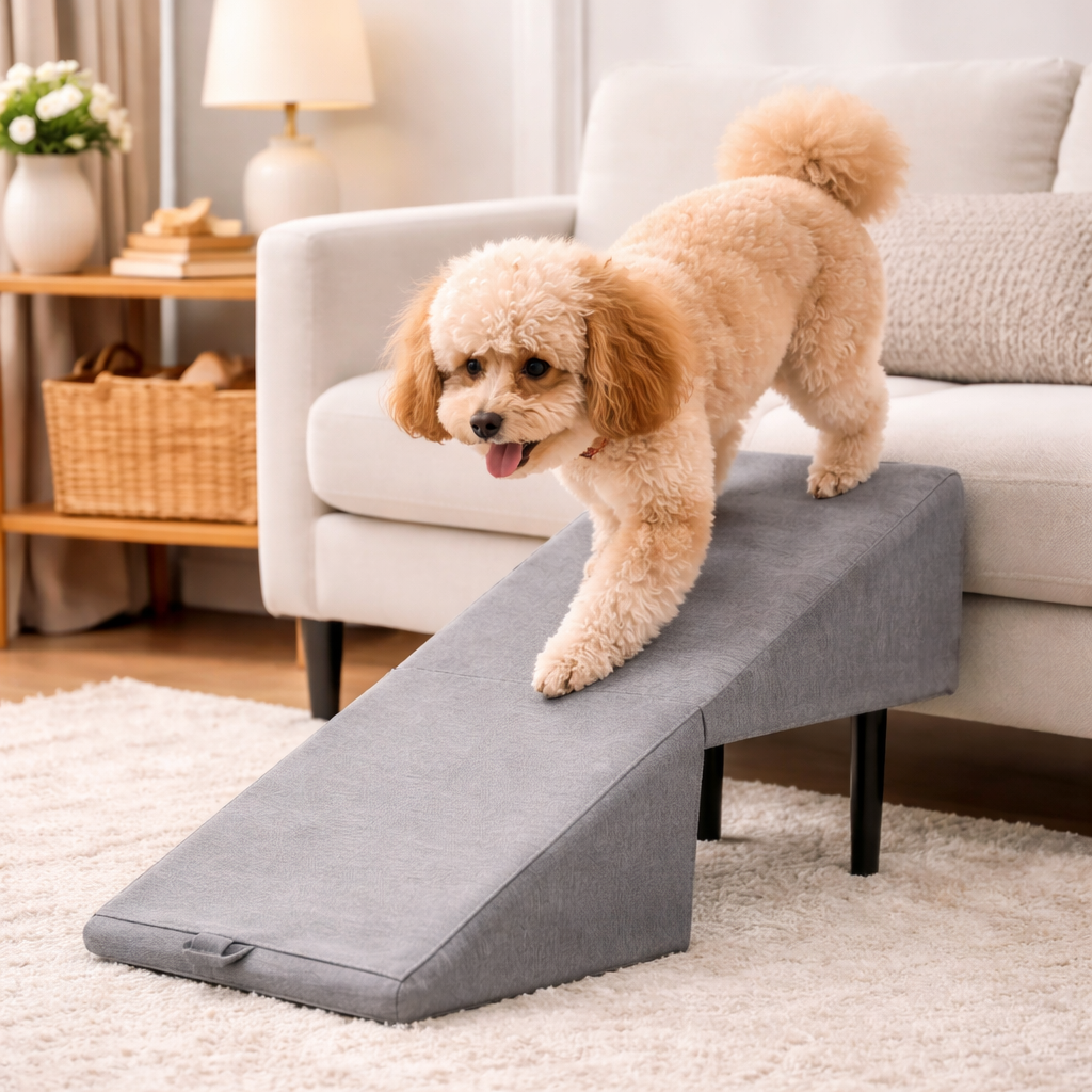 2-in-1 Dog Ramp for Bed & Car | Non-Slip Foldable Mobility Steps