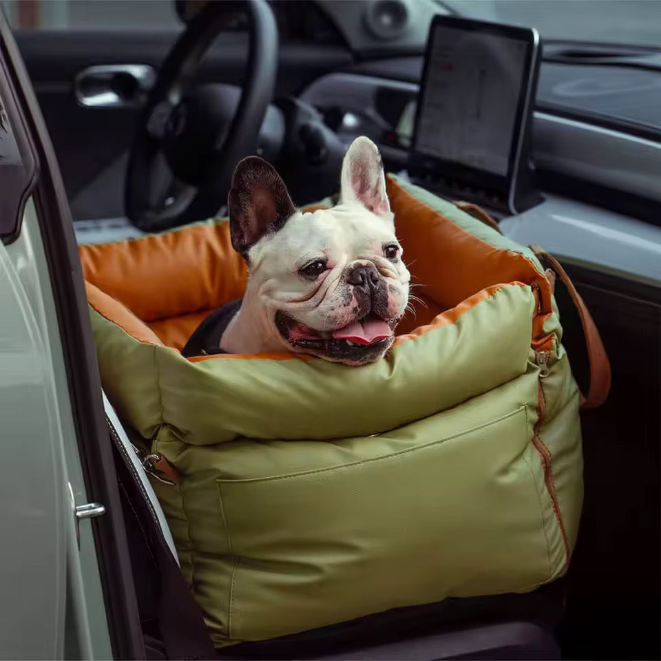 Plush Dog Car Seat with Safety Belt | Water-Repellent Portable Booster