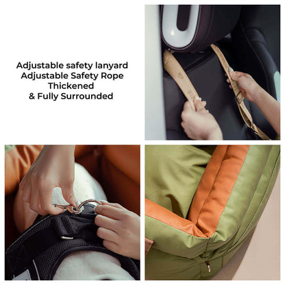 Plush Dog Car Seat with Safety Belt | Water-Repellent Portable Booster