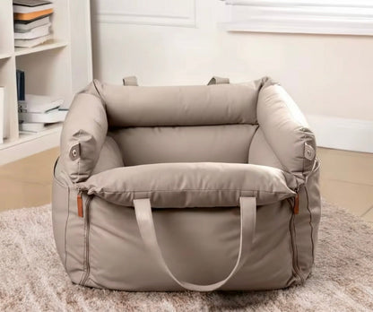 Plush Dog Car Seat with Safety Belt | Water-Repellent Portable Booster