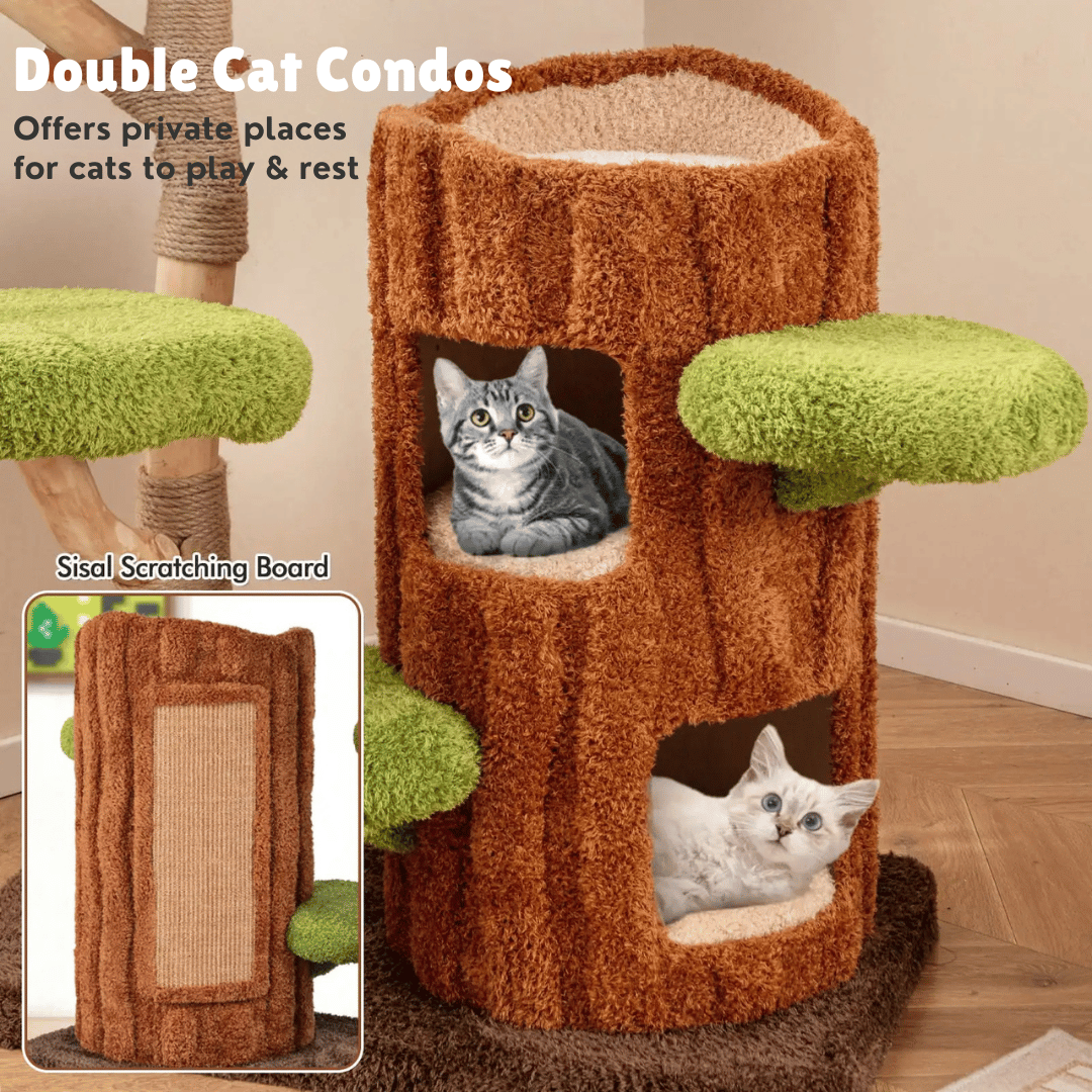 Multi-Level Cat Tree for Large Cats | Spacious Condos & Scratching