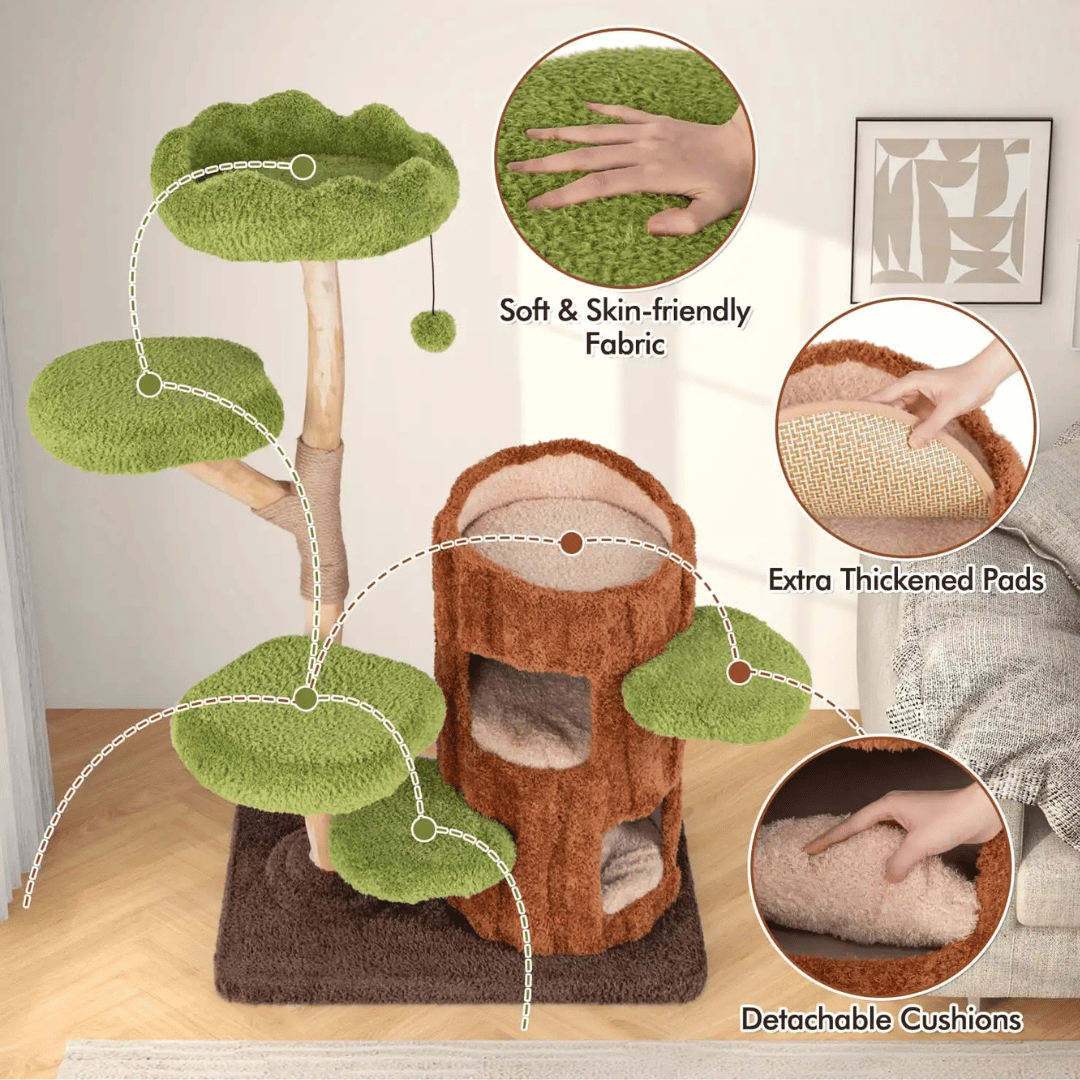 Multi-Level Cat Tree for Large Cats | Spacious Condos & Scratching