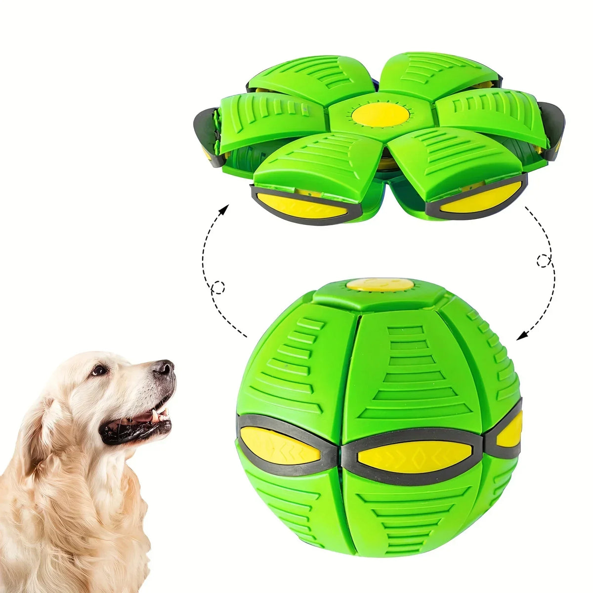 Transform Flying Saucer Dog Ball | Disc-to-Ball Fetch Toy