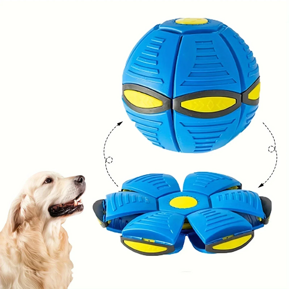 Transform Flying Saucer Dog Ball | Disc-to-Ball Fetch Toy