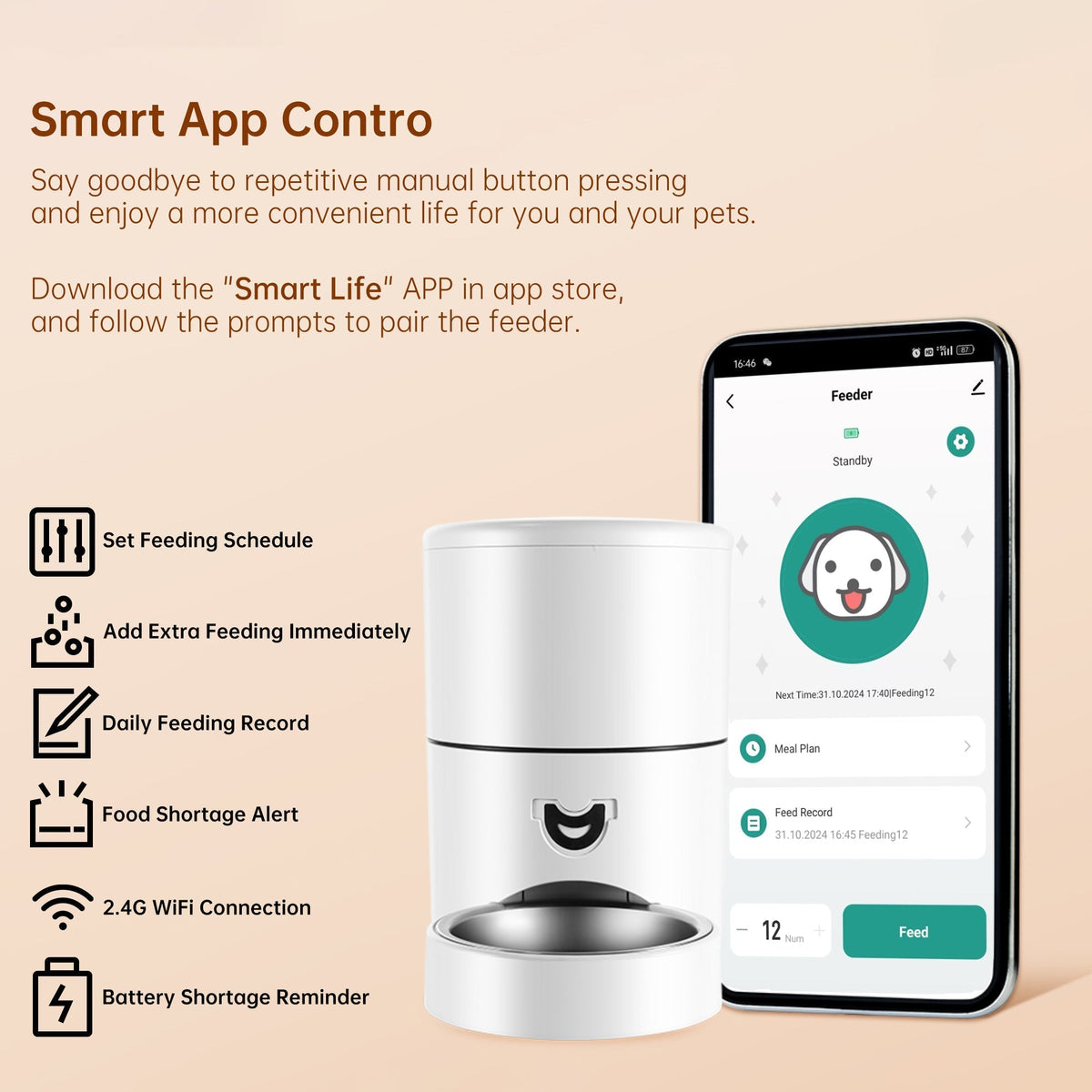 Automatic Pet Feeder for Consistent Meals | App Schedule & 4L Hopper