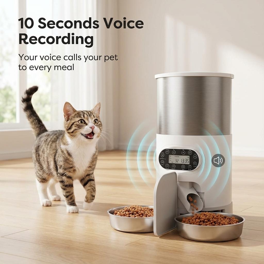 4.5L Automatic Pet Feeder | App Control, Voice Recording & Dual Bowl