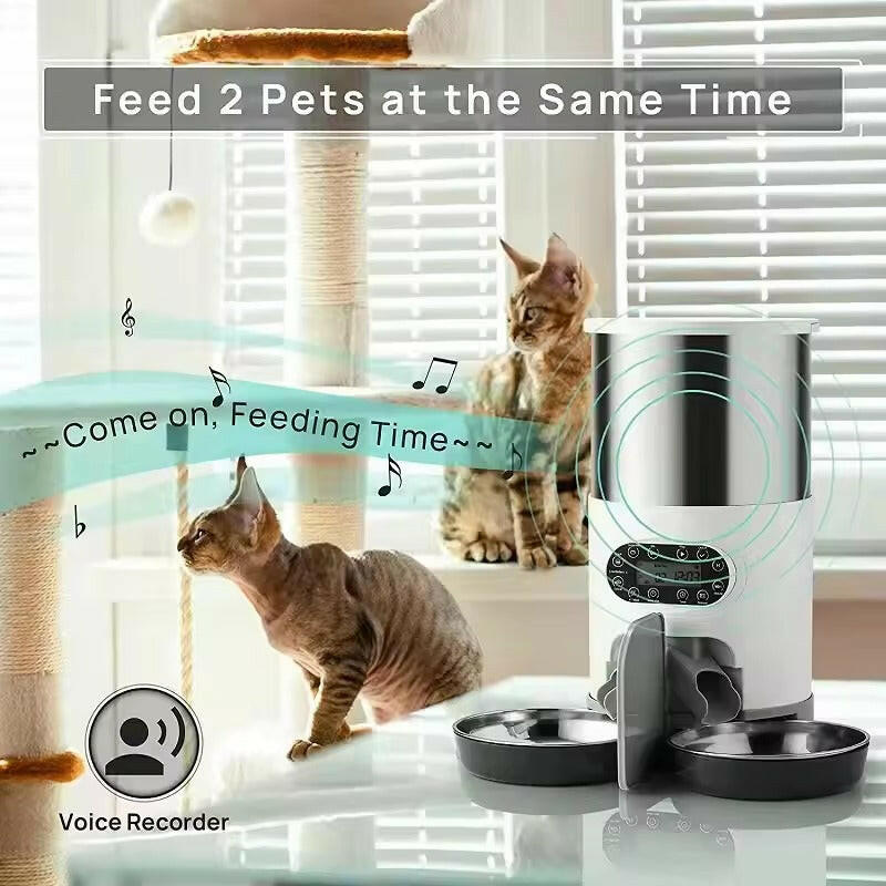 4.5L Automatic Pet Feeder | App Control, Voice Recording & Dual Bowl
