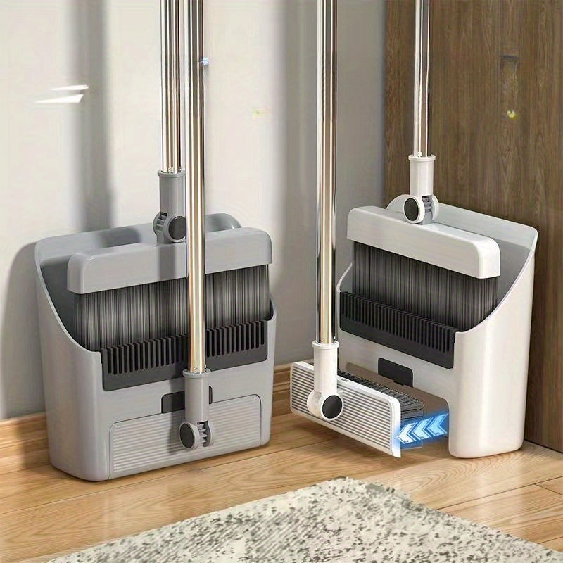 Pet Hair Broom & Dustpan Set | Built-In Hair Comb & Ergonomic Handle
