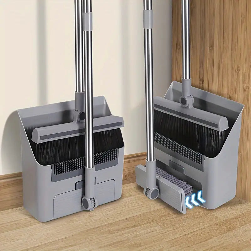 Pet Hair Broom & Dustpan Set | Built-In Hair Comb & Ergonomic Handle