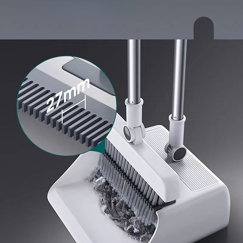 Pet Hair Broom & Dustpan Set | Built-In Hair Comb & Ergonomic Handle