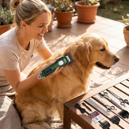 Cordless Dog Grooming Clipper Kit | 7000 RPM All-Metal Body & 4 Guide